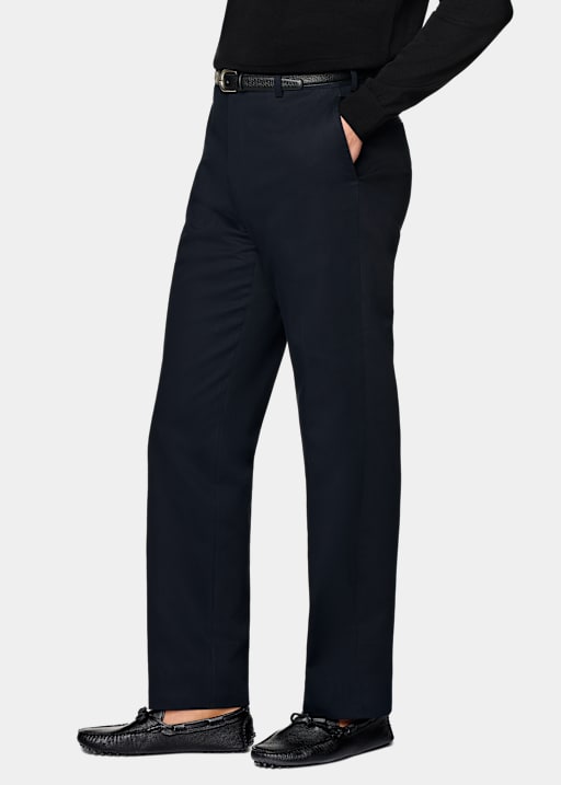 Navy Straight Leg Trousers