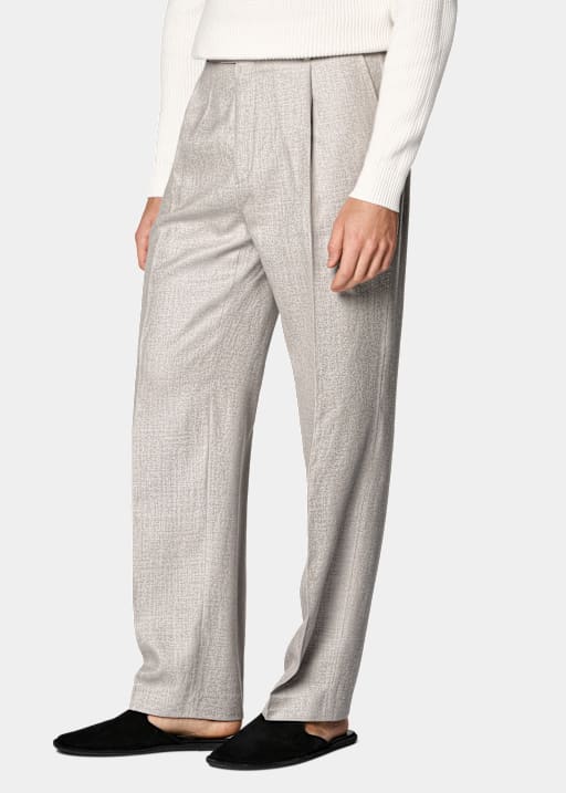 Light Taupe Wide Leg Straight Trousers