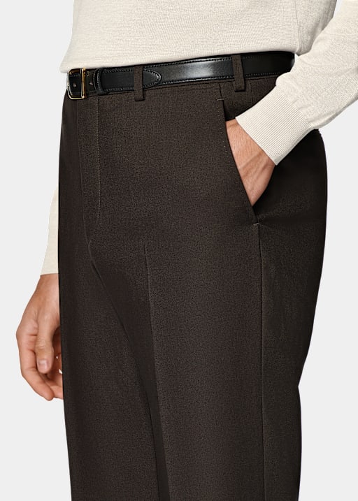 Dark Brown Straight Leg Trousers