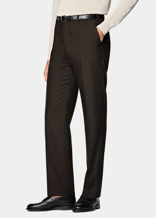 Dark Brown Straight Leg Trousers