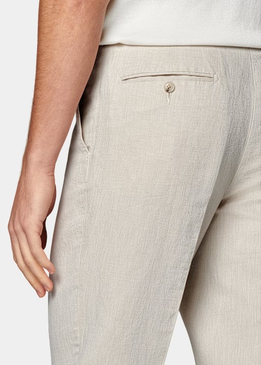 Pantalones de traje arena Slim Leg Straight