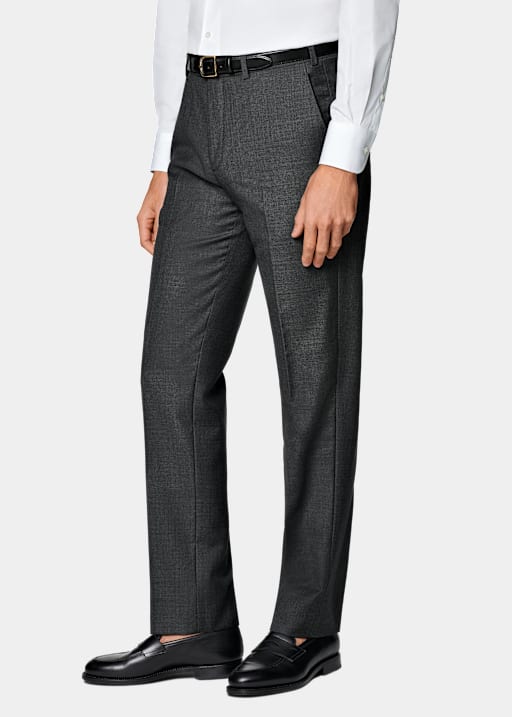 Dark Grey Slim Leg Straight Suit Trousers