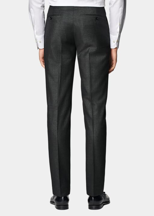  Dark Grey Slim Leg Straight Brescia Suit Pants
