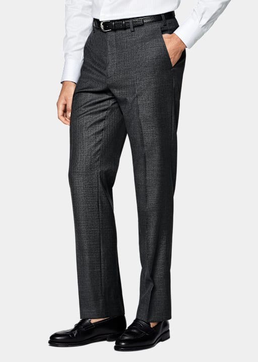Dark Grey Straight Leg Suit Trousers