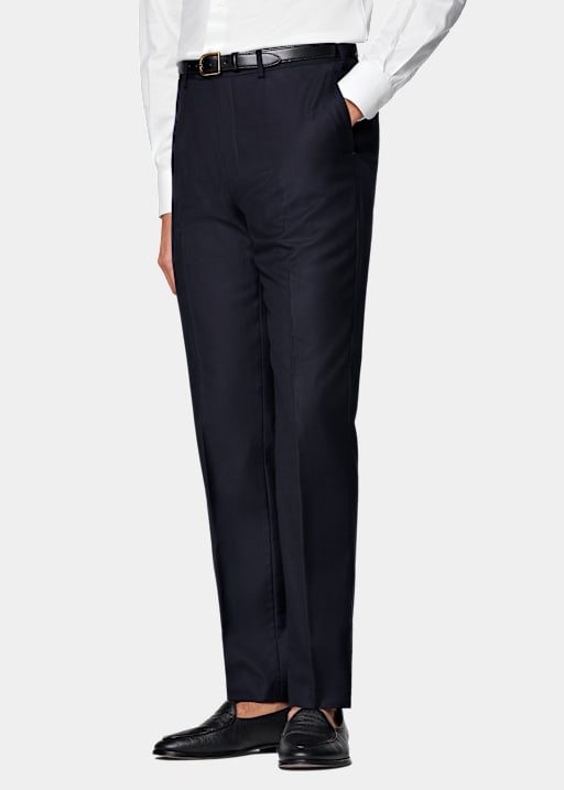 Navy Slim Leg Straight Suit Trousers