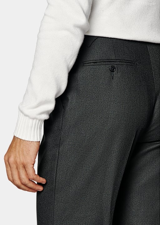 Dark Green Slim Leg Tapered Suit Trousers