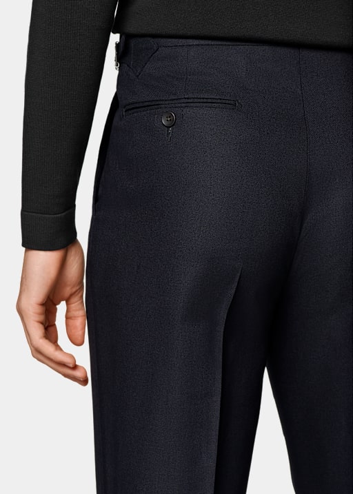 Navy Slim Leg Tapered Suit Trousers