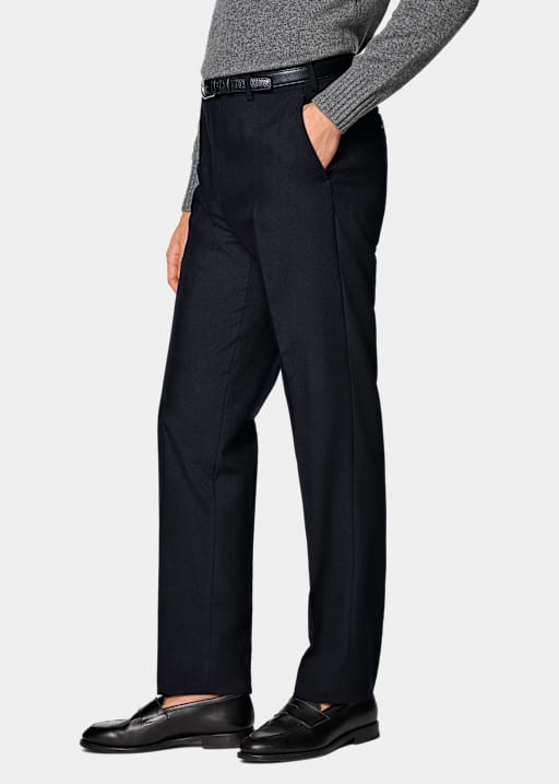 Pantalones de traje azul marino Straight Leg