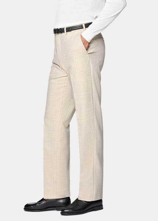 Sand Straight Leg Suit Trousers
