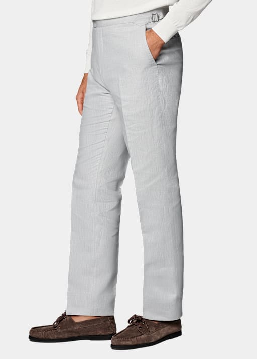 Light Grey Slim Leg Straight Trousers