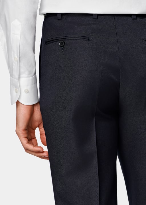 Navy Slim Leg Straight Suit Trousers