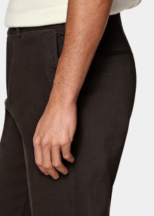 Dark Brown Slim Leg Straight Chinos