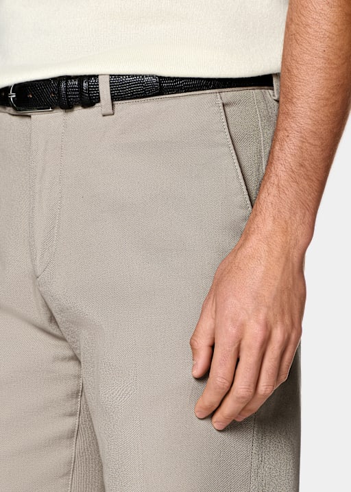 Taupe Slim Leg Straight Chinos