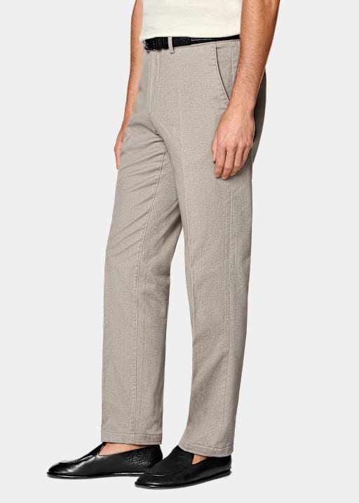 Taupe Slim Leg Straight Chinos
