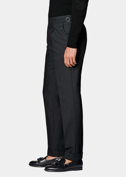 Dark Grey Slim Leg Tapered Trousers