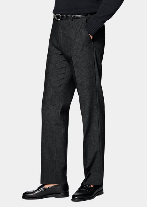 Dark Grey Straight Leg Trousers