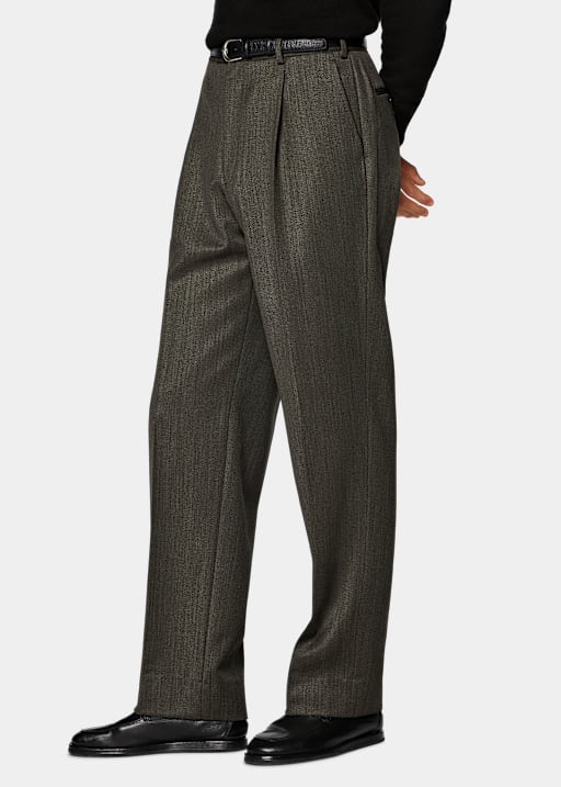 Green Wide Leg Straight Trousers