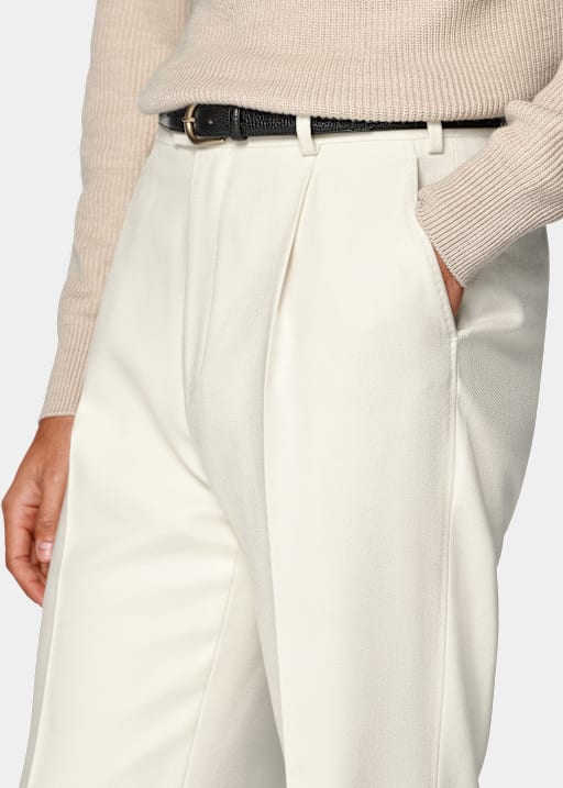 Off-White Wide Leg Straight Trousers