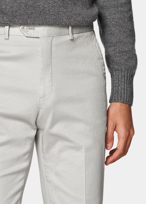 Light Grey Slim Leg Straight Chinos
