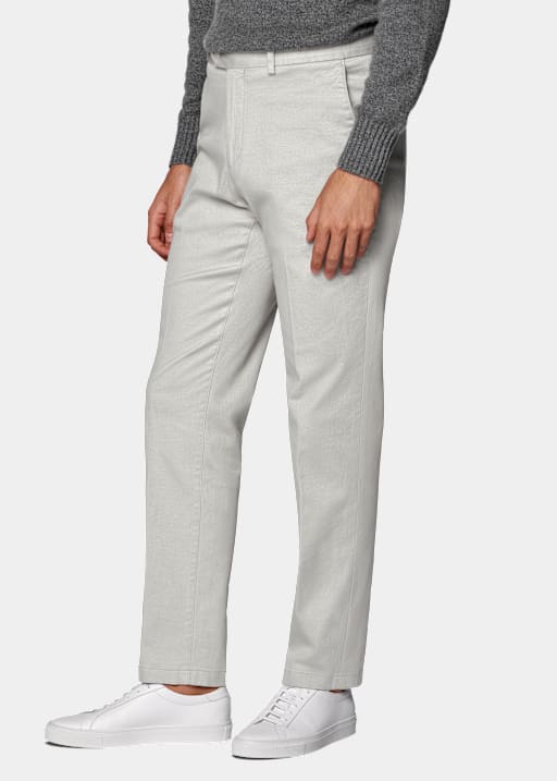 Light Grey Slim Leg Straight Chinos
