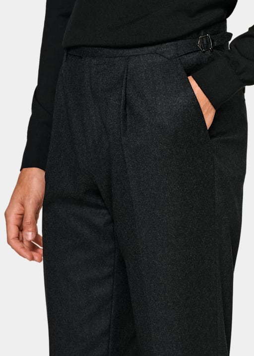 Dark Grey Pleated Vigo Trousers