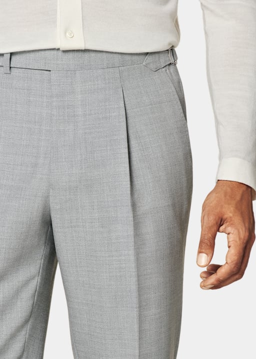 Light Grey Pleated Vigo Trousers