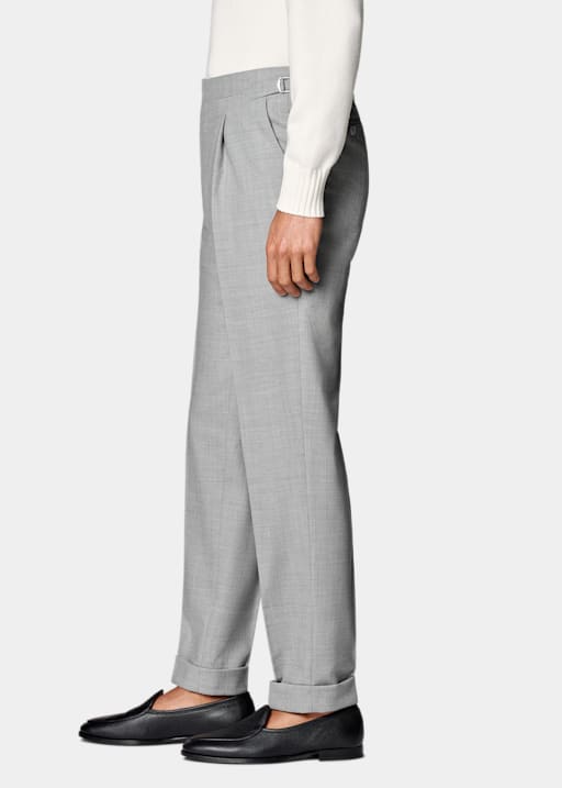 Light Grey Slim Leg Tapered Trousers