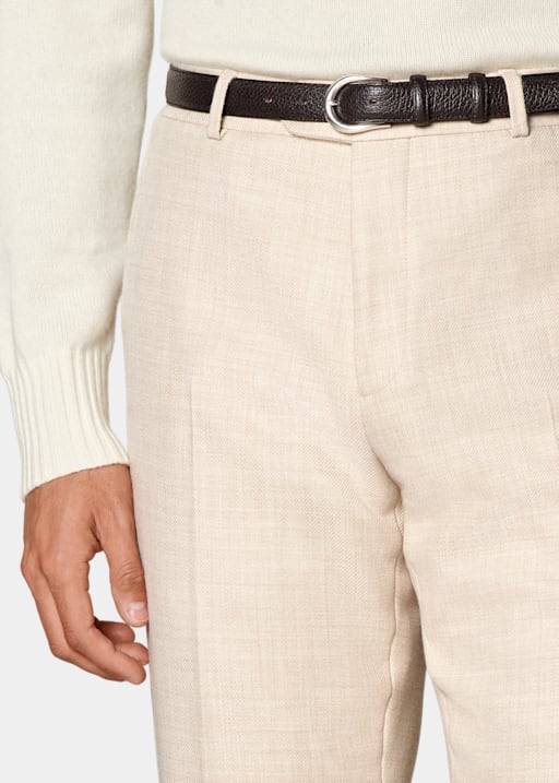 Sand Straight Leg Trousers