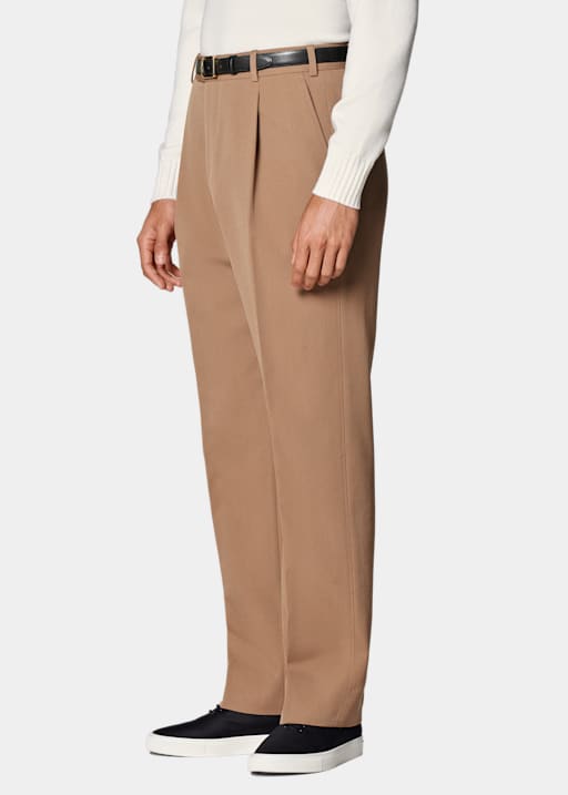 Mid Brown Wide Leg Straight Pants