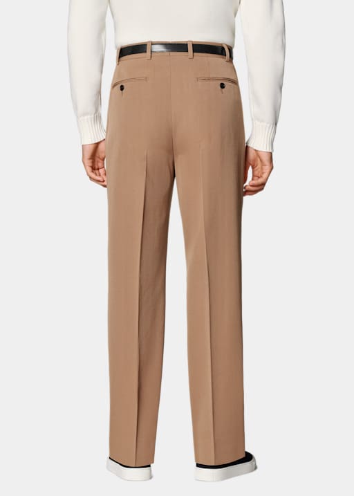 Camel Wide Leg Straight Trousers
