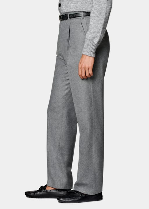 Mid Grey Wide Leg Straight Trousers