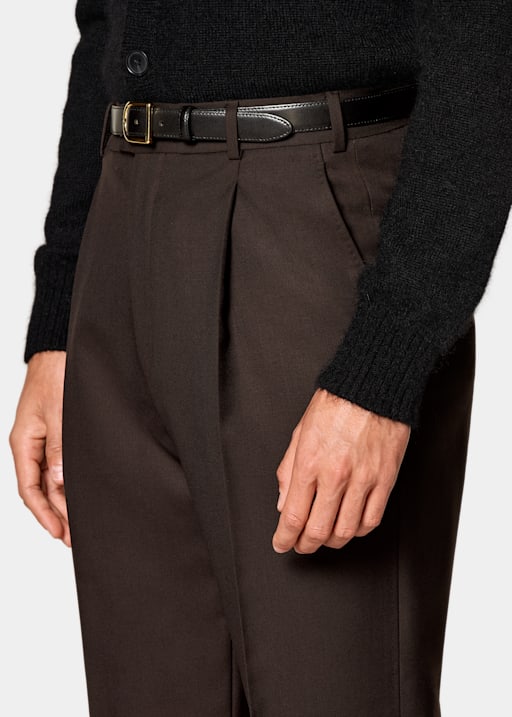 Dark Brown Wide Leg Straight Trousers