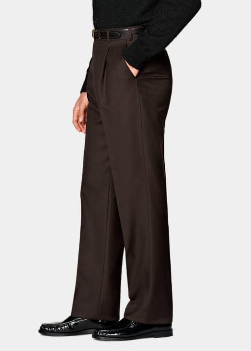 Hose dunkelbraun Wide Leg straight