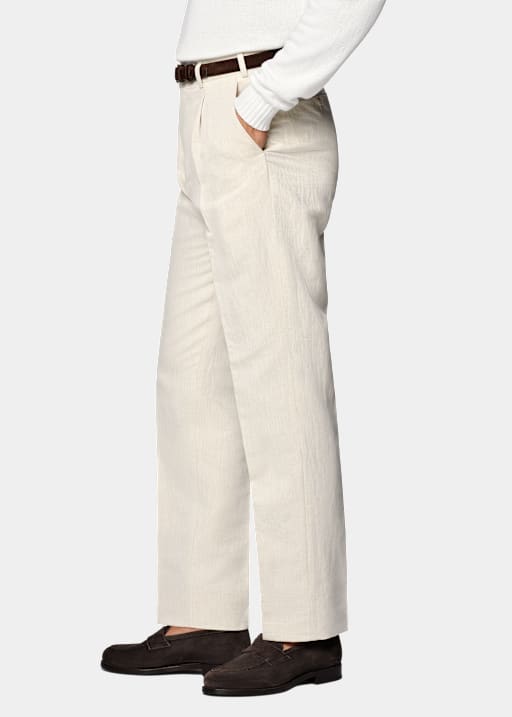 Sand Wide Leg Tapered Trousers