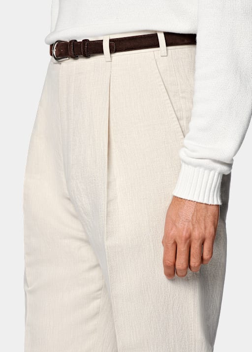 Sand Wide Leg Straight Trousers