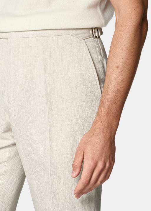 Sand Straight Leg Suit Trousers