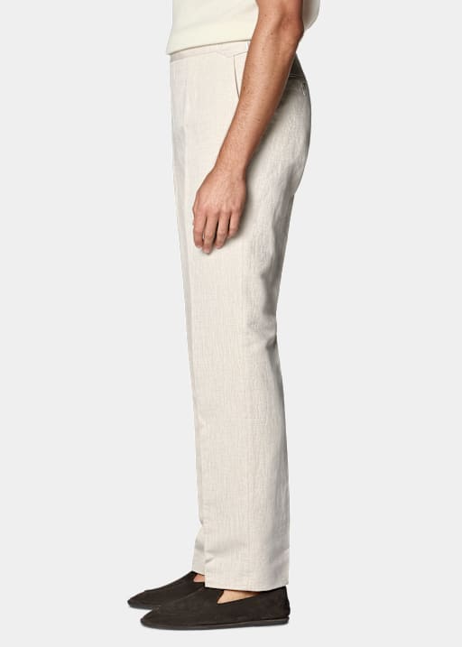 Sand Straight Leg Suit Trousers