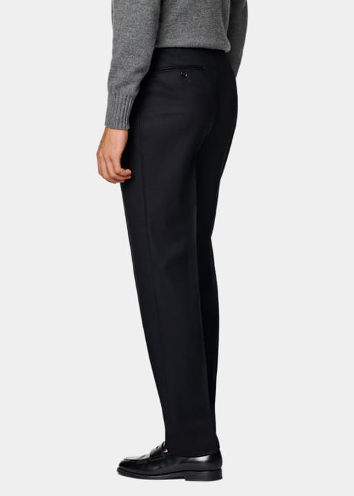 Navy Slim Leg Straight Suit Trousers