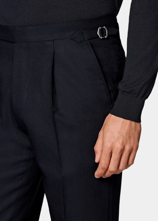 Navy Slim Leg Tapered Trousers