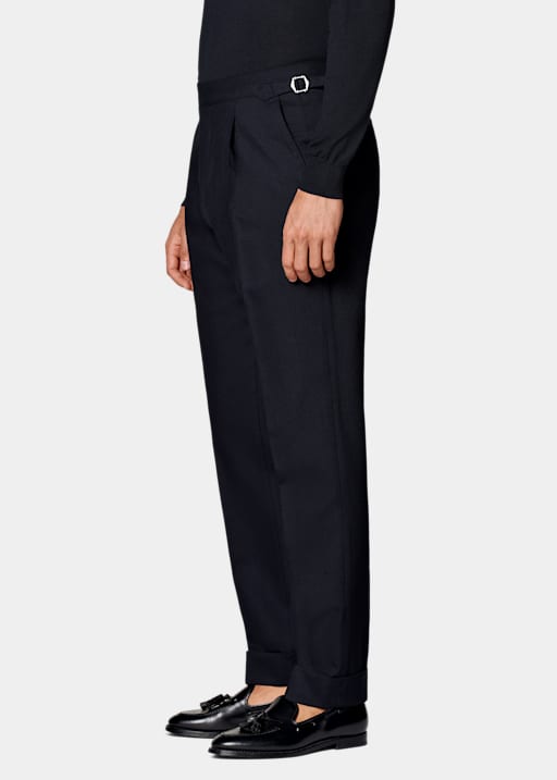 Navy Slim Leg Tapered Trousers