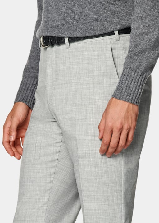 Light Grey Slim Leg Tapered Suit Trousers