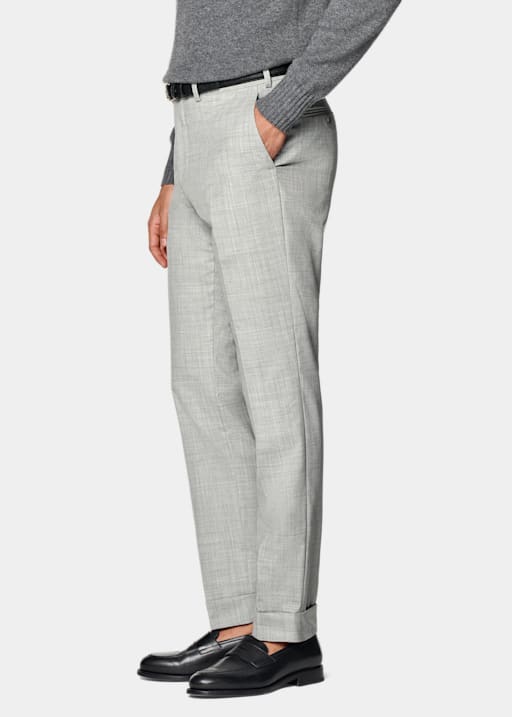 Light Grey Slim Leg Tapered Suit Trousers