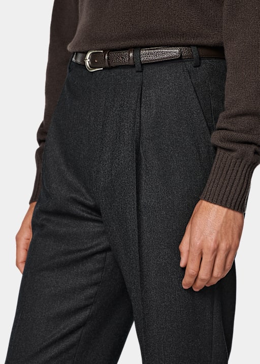 Ciemnoszare spodnie garniturowe wide leg tapered