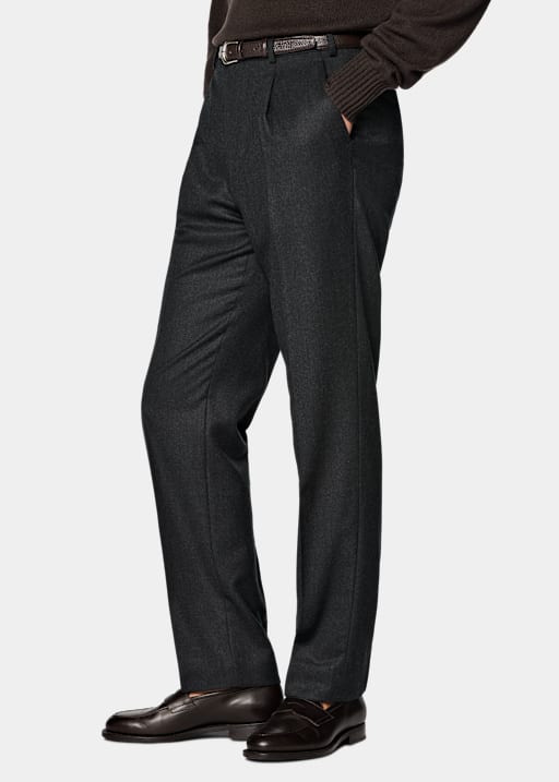 Ciemnoszare spodnie garniturowe wide leg tapered