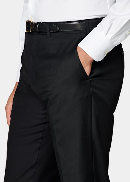 Black Slim Leg Straight Suit Trousers