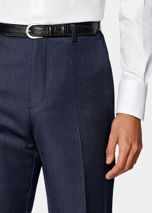 Pantalones de traje azul medio Straight Leg