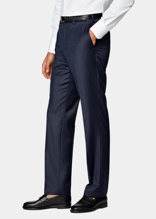 Pantalones de traje azul medio Straight Leg