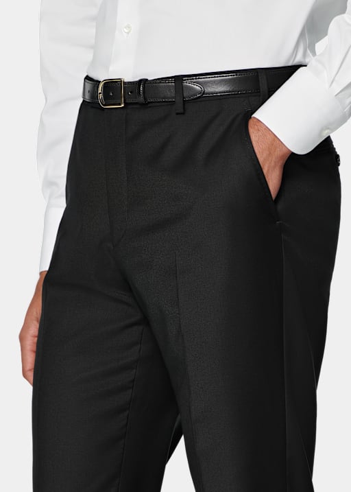 Black Perennial Straight Leg Suit Trousers