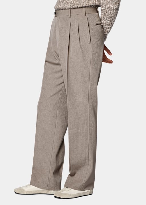Anzughose midtaupe Wide Leg