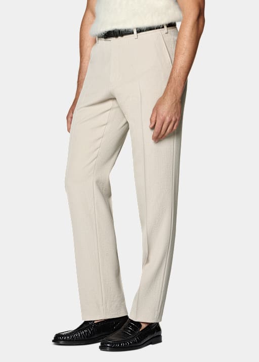 Light Brown Straight Leg Suit Trousers